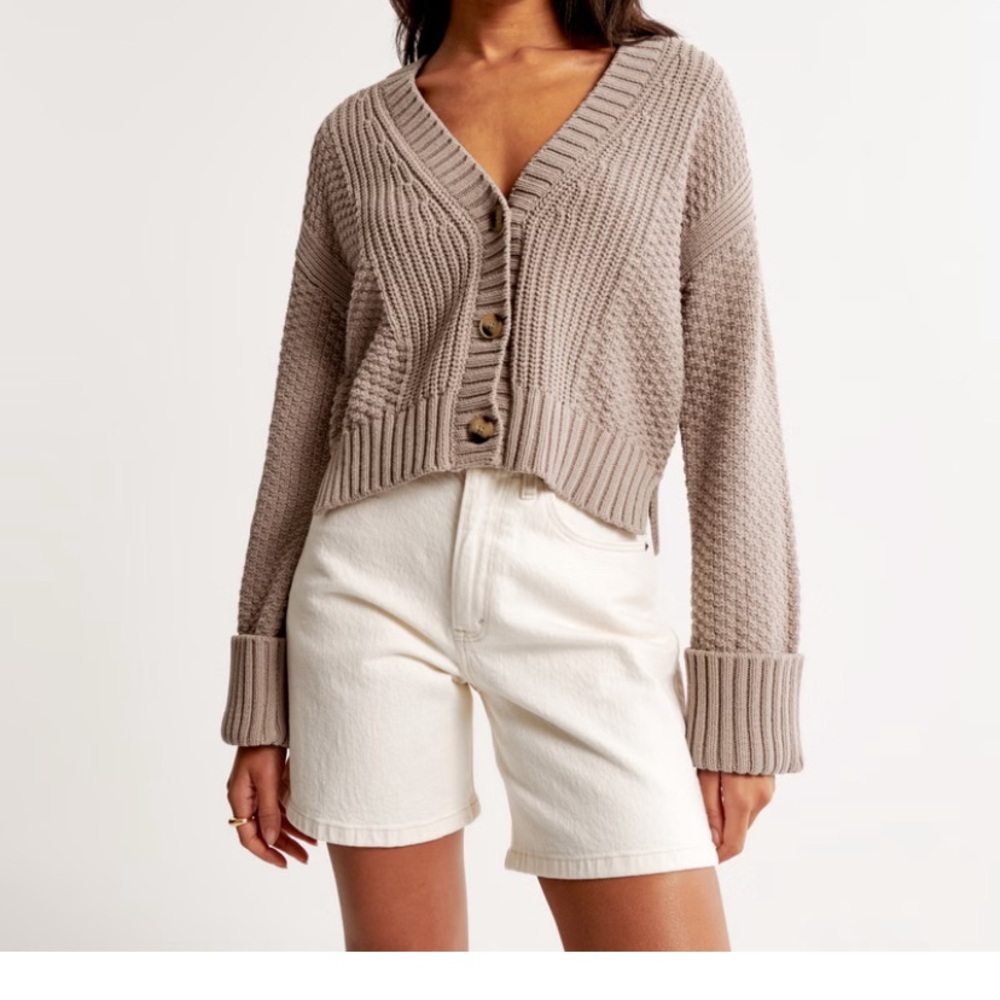 Abercrombie & Fitch Tan Chunky Knit Cardigan